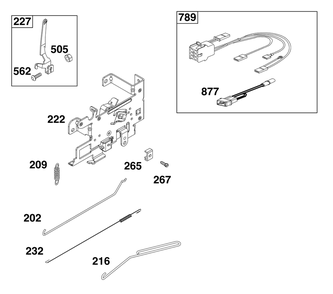 Controls Group Diagram and Parts List for 21R707-0152-G1  Cub Cadet Engine